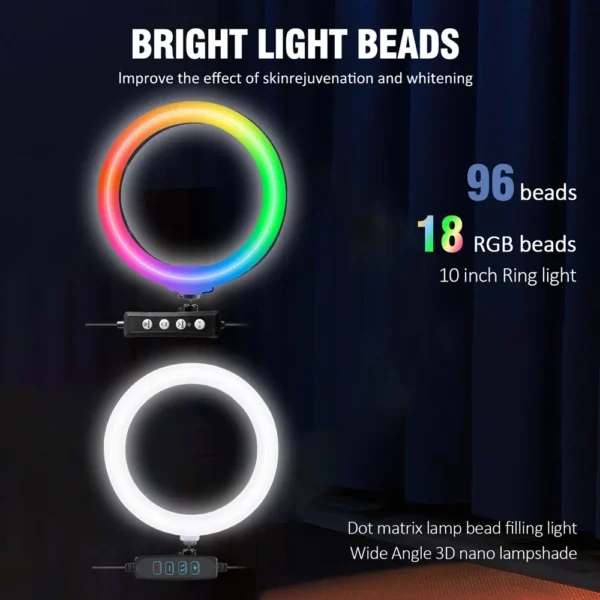 ZOMEI Trépied 110cm + Anneau LED 10" RGB + Support Téléphone