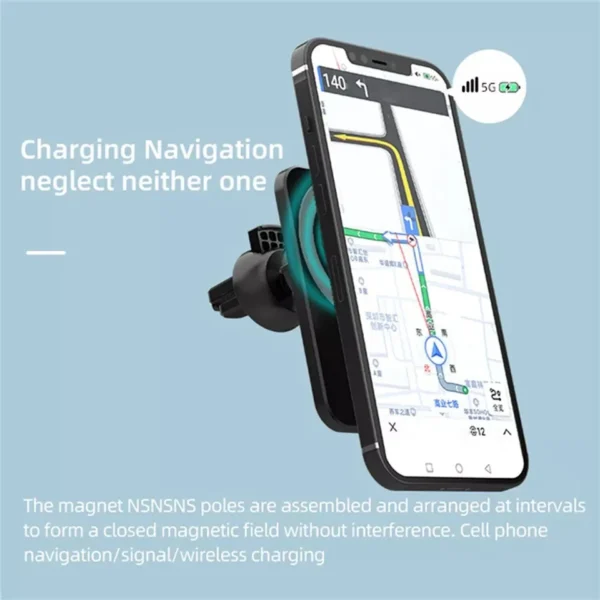 Support voiture magnétique chargeur sans fil iPhone 14/13/12, charge rapide 30W