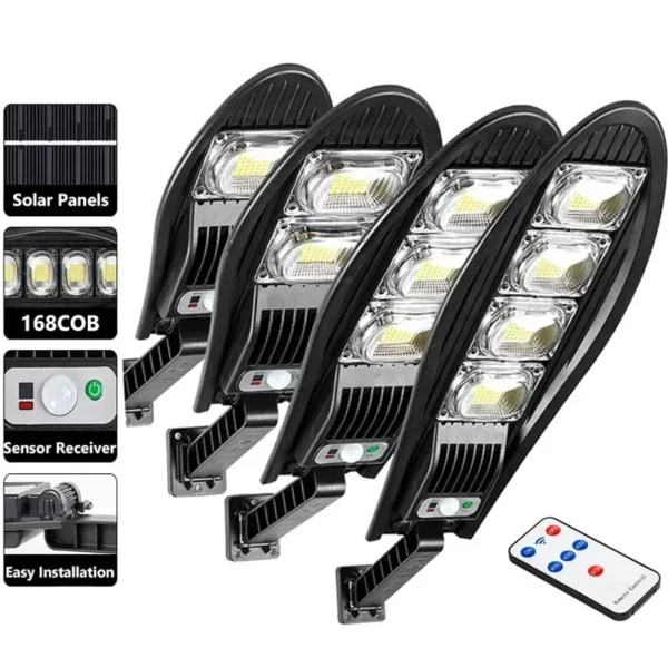 Lampe solaire 168LED étanche, ext., orientable, batterie 10000mAh.