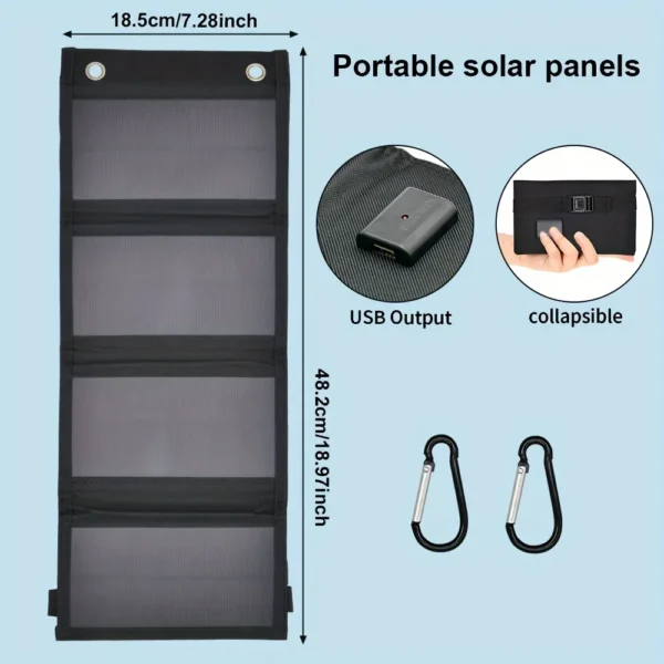 Chargeur Solaire USB Pliable Téléphone Camping