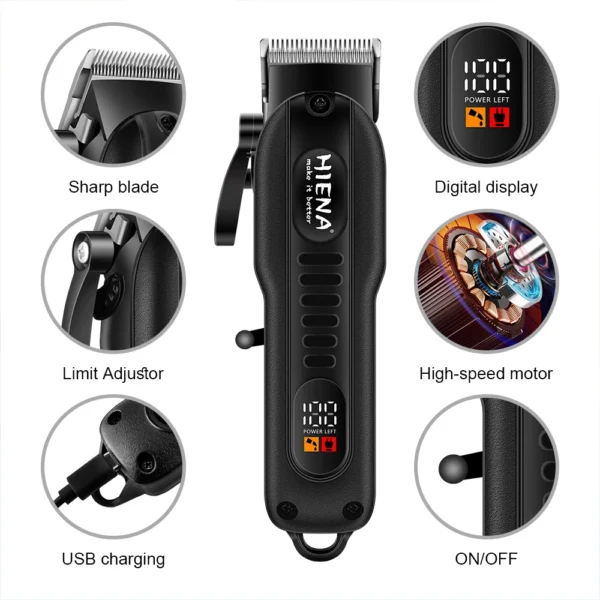 Tondeuse pro LED USB puissante barbiers