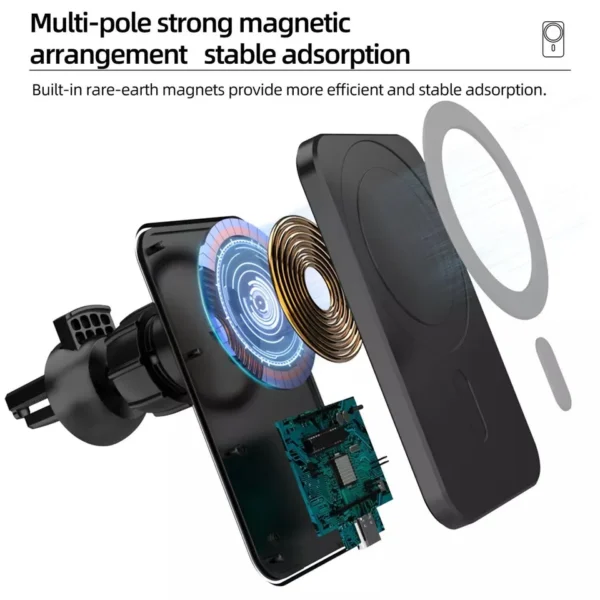 Support voiture magnétique chargeur sans fil iPhone 14/13/12, charge rapide 30W