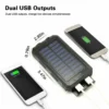 Batterie solaire 30000mAh étanche, USB, lampe LED.