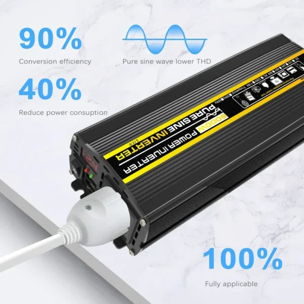 Onduleur Pur Sinus 3000W-8000W 12V DC vers 220V AC, affichage numérique, Auto/Maison