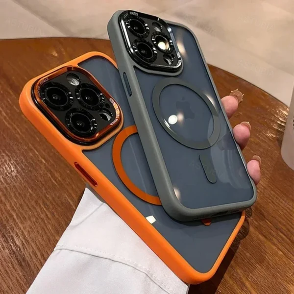 Coque iPhone 16/15/14/13/12/11 Pro Max/Plus: Métal, Aimant, Charge sans fil, Rigide