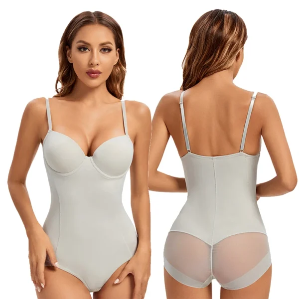 Body blanc à armatures pour femmes, extensible, couleur unie, sous-vêtements soyeux, vêtements modelants