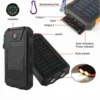 Batterie solaire 30000mAh étanche, USB, lampe LED.