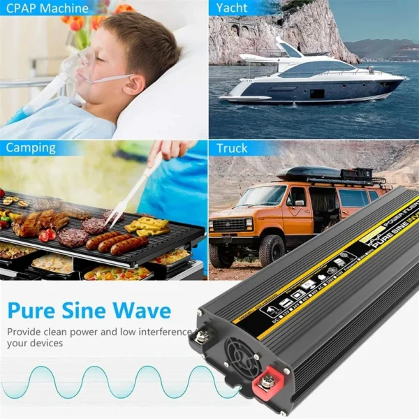 Onduleur Pur Sinus 3000W-8000W 12V DC vers 220V AC, affichage numérique, Auto/Maison