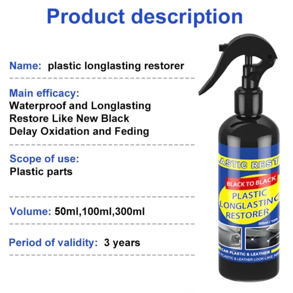Rénovateur plastique auto : noir brillant, cuir, polish réparation.