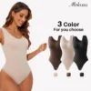 Shapewear sculptant sans couture : string, poitrine, amincissant, bretelles larges.