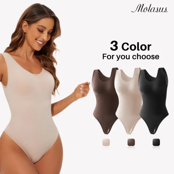 Shapewear sculptant sans couture : string, poitrine, amincissant, bretelles larges.
