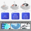 Lampe LED Rechargeable 300W Solaire Télécommande Camping Marché Maison
