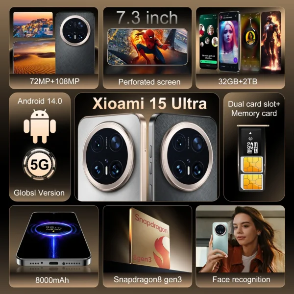 Xiaomi 15 Ultra 2025 neuf, 6.8" 5G, 8000mAh Global
