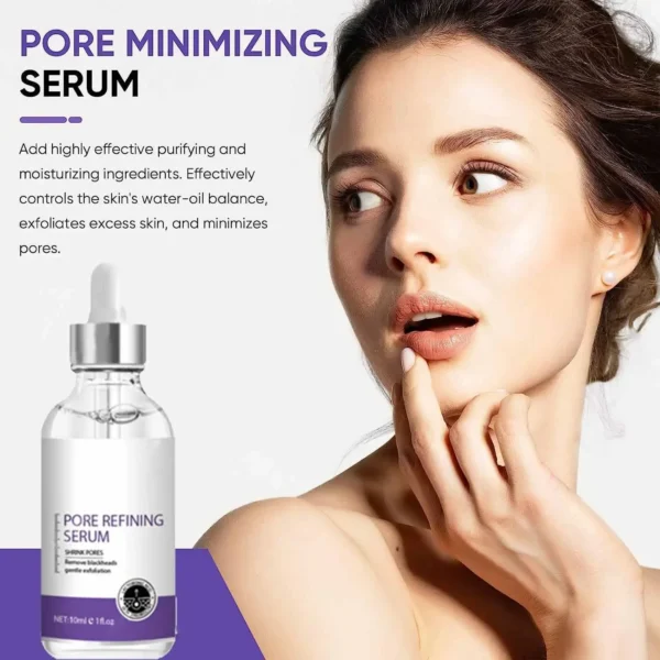 Sérum visage : resserre pores, raffermit, répare, minimise.